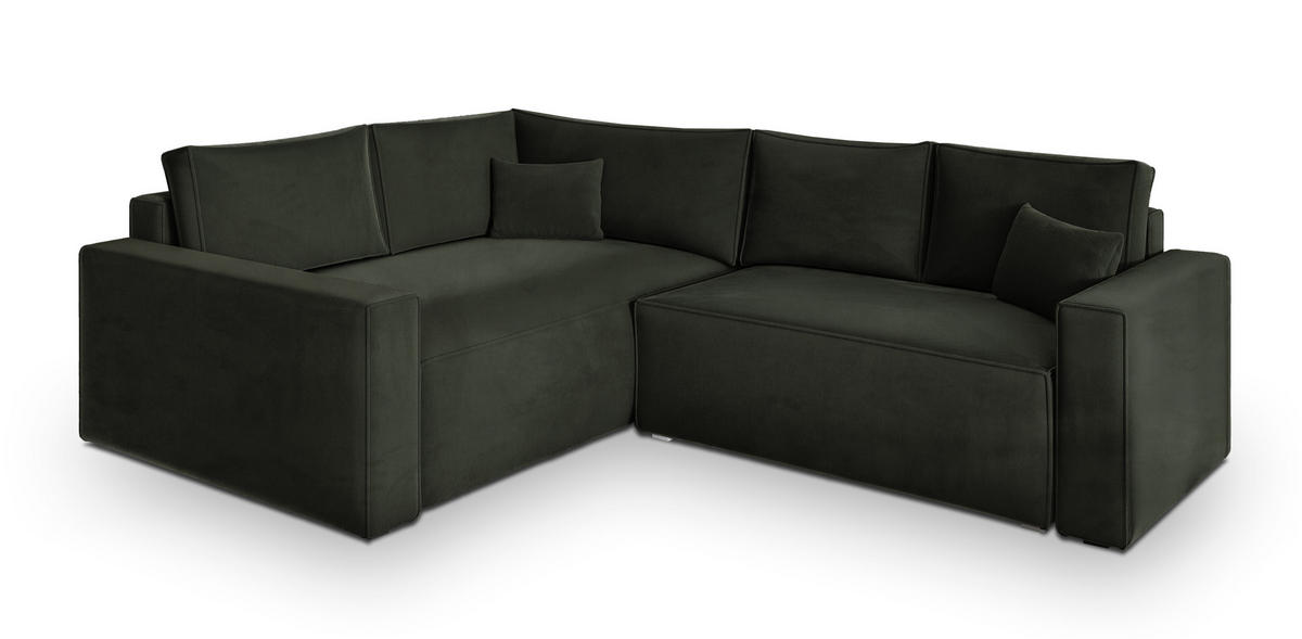 ROHOVÁ SEDAČKA ERONIS černá - šedá/černá, dřevo/textil (265/194cm) - MASSENO