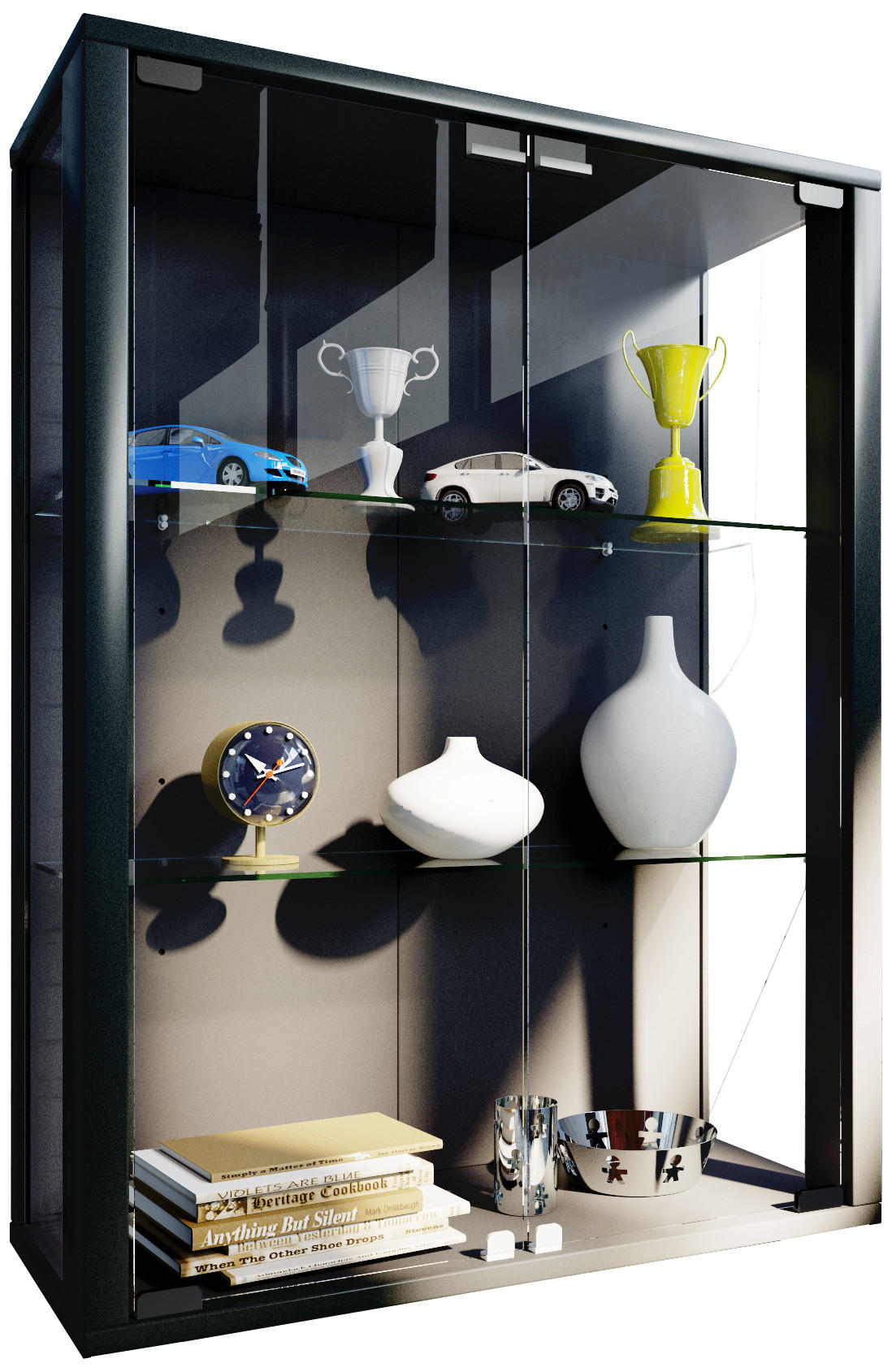 VITRINE Schwarz - Schwarz, Holzwerkstoff (60/80/25cm) - ebuy24