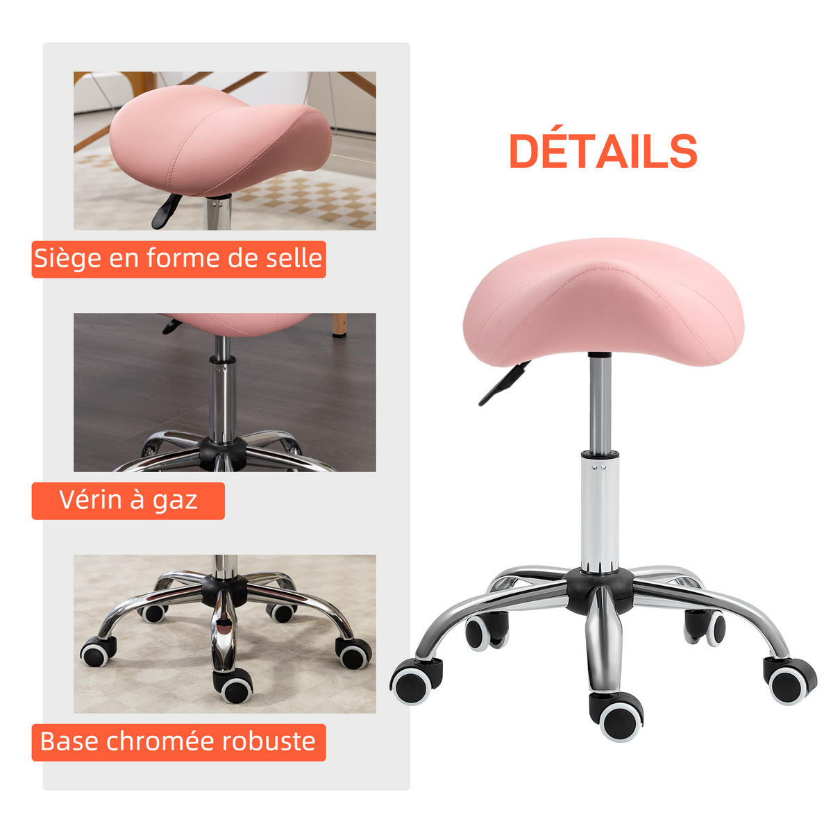 BÜROHOCKER DE-18026 höhenverstellbar 49-61 cm, ergonomisch Rosa - Pink, Metall (47/57/48cm) - ComfortXL