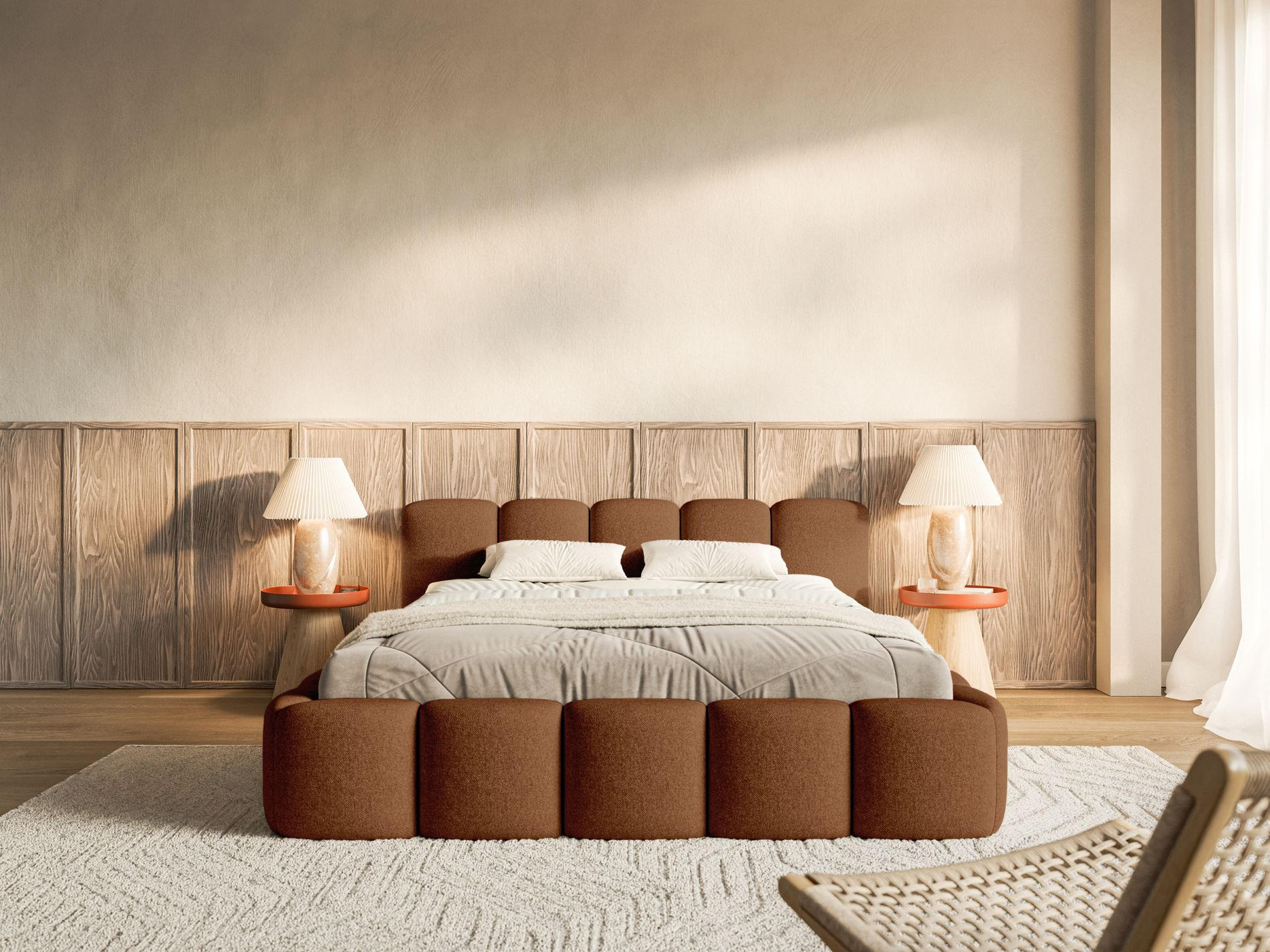 POLSTERBETT Cloudy Low Kupfer Chenillebezug 200x200 - Kupferfarben, Textil (200/200cm) - Selsey