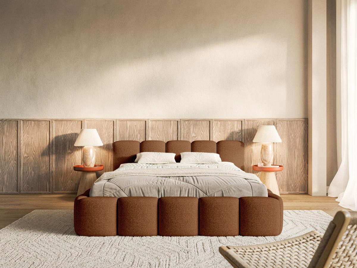 POLSTERBETT Cloudy Low Kupfer Chenillebezug 180x200 - Kupferfarben, Textil (180/200cm) - Selsey
