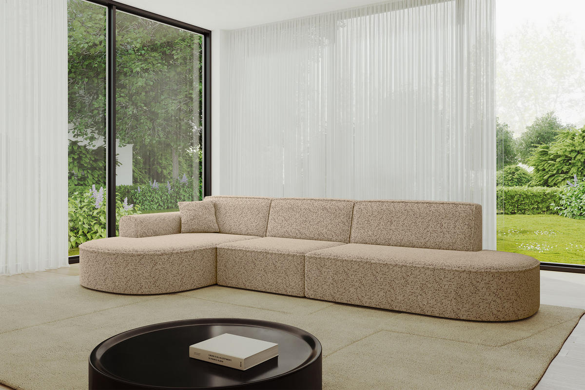 ECKSOFA Ottomane Links MARI-L2 - 328x171x79 cm Braun Tissu - Schwarz/Braun, Holzwerkstoff/Kunststoff (328/171cm) - ALTDECOR