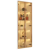 HIGHBOARD mit LED-Beleuchtung 62/35/160 cm in Weiß – Eckdesign mit Glastür - Weiß, Holzwerkstoff (62/160/35cm) - BEAOK