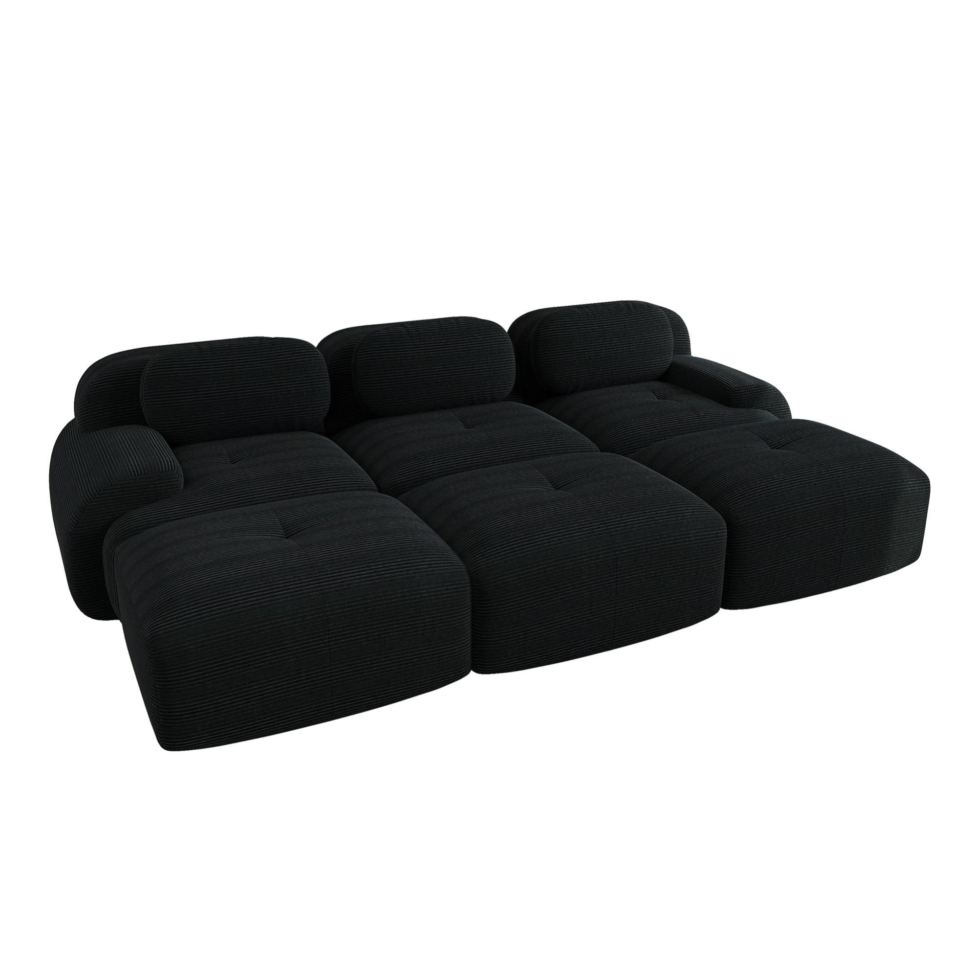 ECKSOFA 298/178/70 cm schwarz aus Cord modular und rahmenlos - Schwarz, Textil (178/298cm) - OKWISH