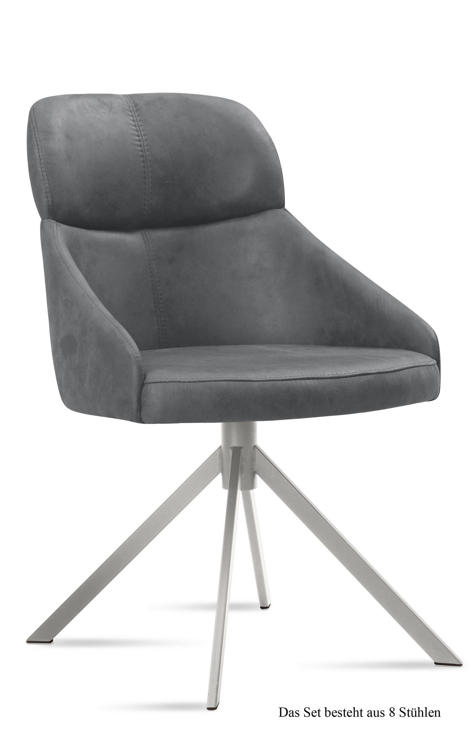 ESSZIMMERSTUHL (8er-Set) Dounia 52x82x63 Edelstahl/Grau - Edelstahlfarben/Grau, Kunststoff (63/82/52cm) - 58aufmkessel