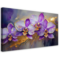 LEINWANDBILD Bemalte Orchideenblüten Lila 100x50cm - Lila, Textil (100/50cm) - Feeby