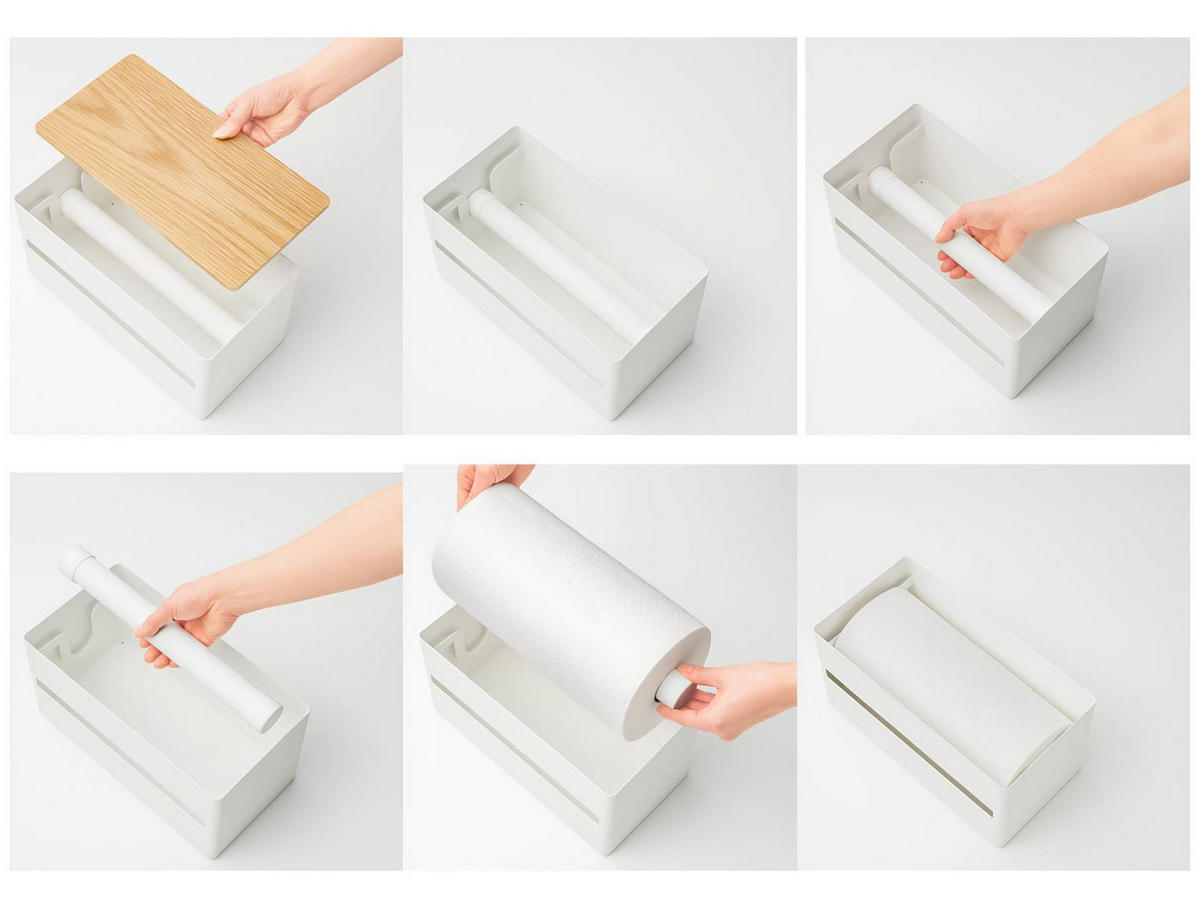 KÜCHENROLLENHALTER Rin weiß 16/31/17 cm - Weiß, Metall (31/17/16cm) - Yamazaki