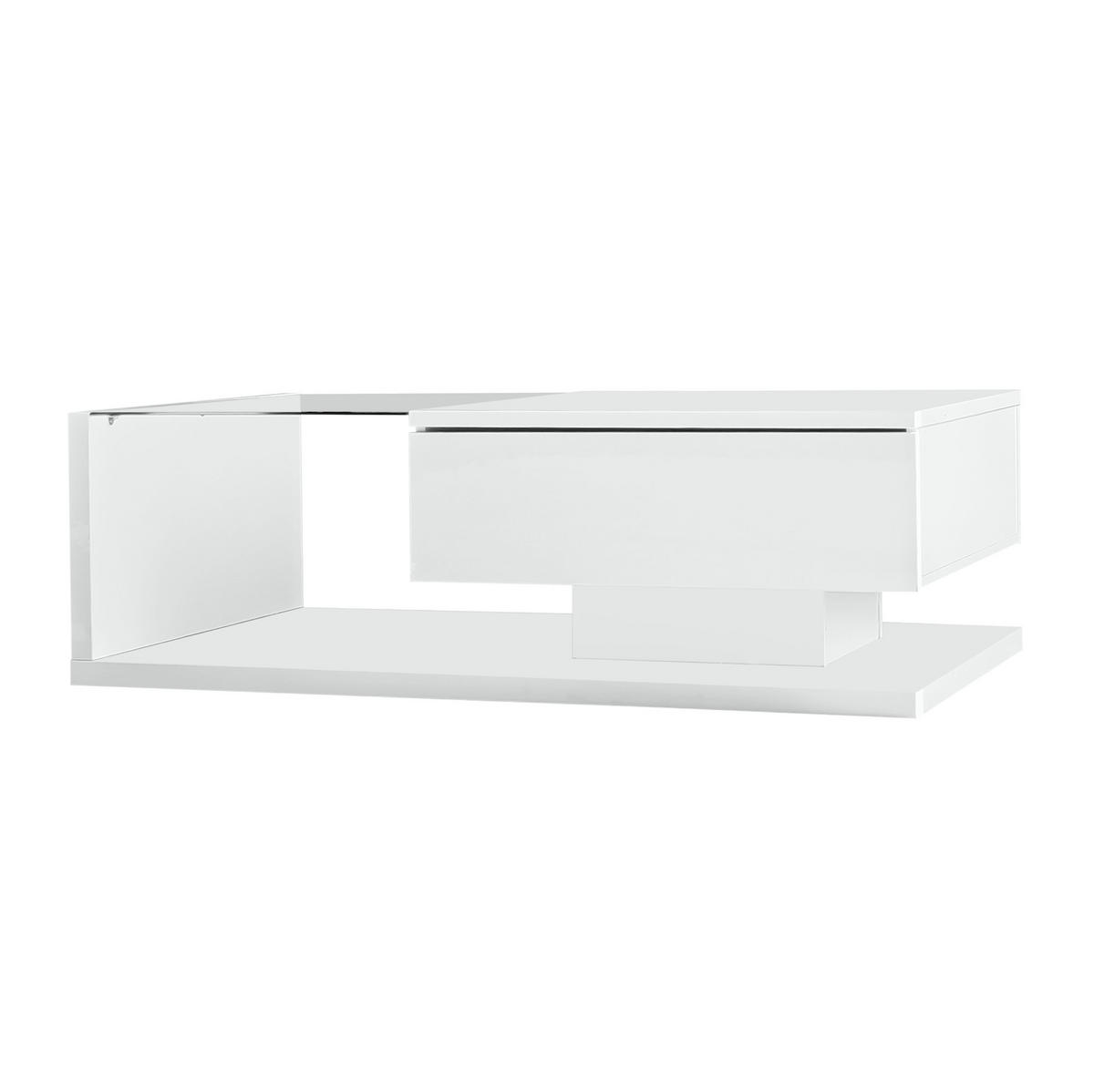 COUCHTISCH 105/55/32.5 cm Weiß aus Spanplatte mit Glasplatte und LED-Beleuchtung - Weiß, Holzwerkstoff (105/55/32.5cm) - OKMYHOME