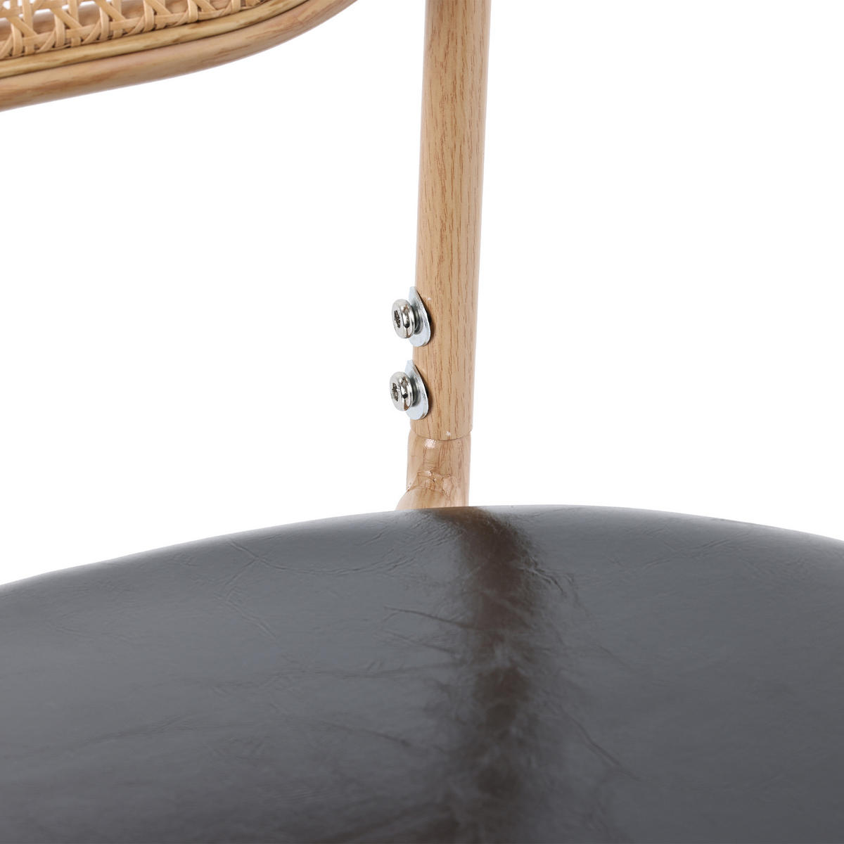 ESSZIMMERSTUHL 4er Set Rattan Schwarz Braun Metallbeine - Braun, Leder (47.5/80/46cm) - FLIEKS