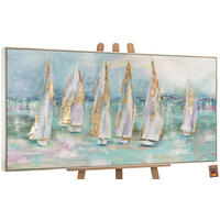 GEMÄLDE Segelboote Schattenfugenrahmen beige 200x100 cm - Beige, Holz (200/100cm) - YS-art gallery