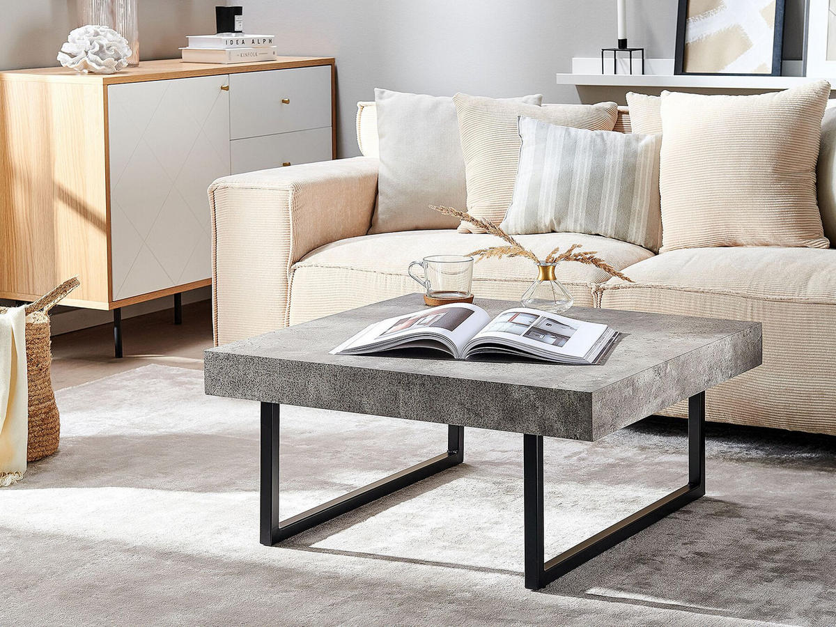 COUCHTISCH Betonoptik/schwarz 75/75 cm Deluz - Schwarz/Grau, Holzwerkstoff (75/75/35cm) - Beliani