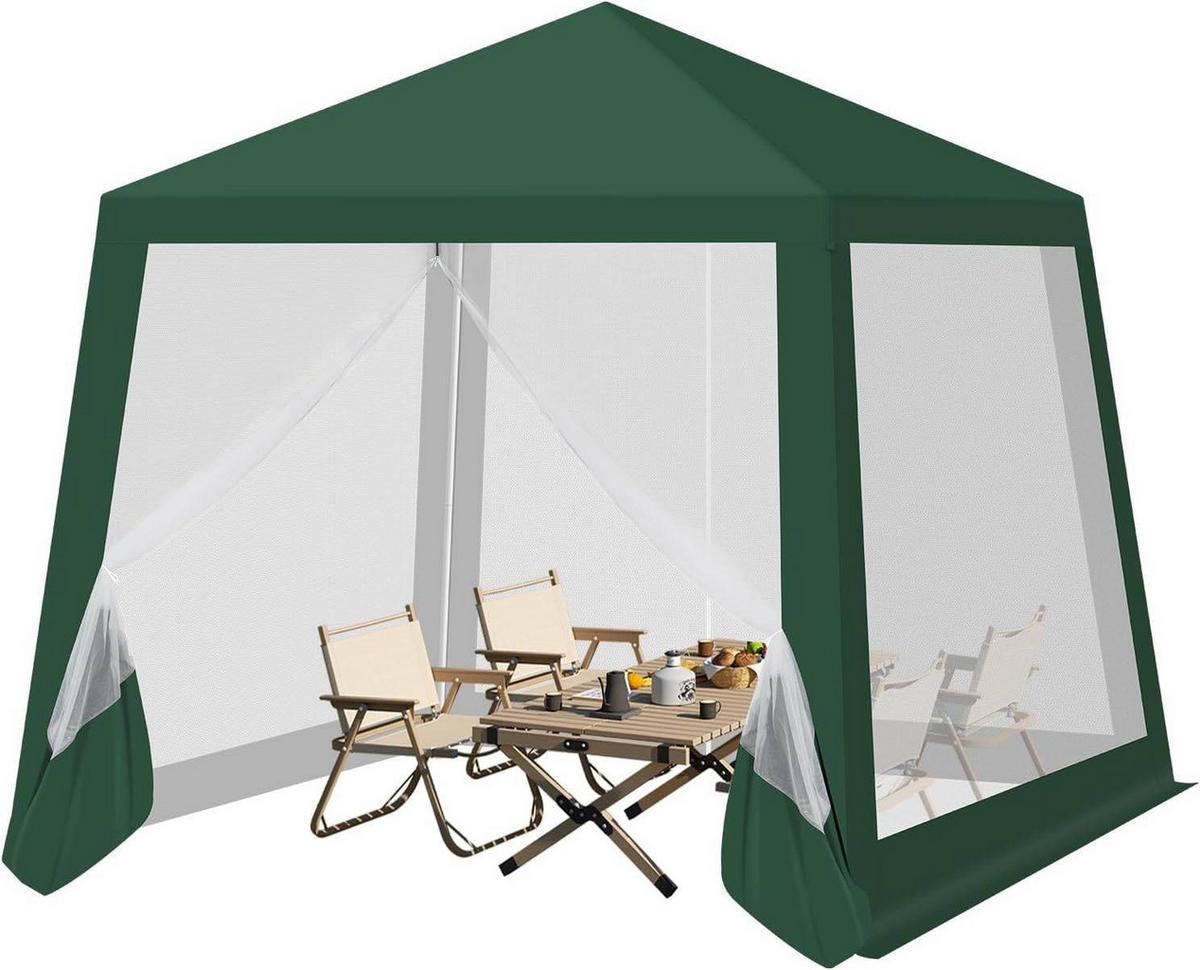 PAVILLON 3x3 m, Gartenpavillon mit Seitenwänden Moskitonetz - Grün, Metall (300/250/300cm) - Woltu