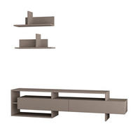 TV-MÖBEL mit 2 Türen und 2 Wandregalen L180 cm - Gara - Taupe, Holzwerkstoff (32/42/180cm) - Calicosy