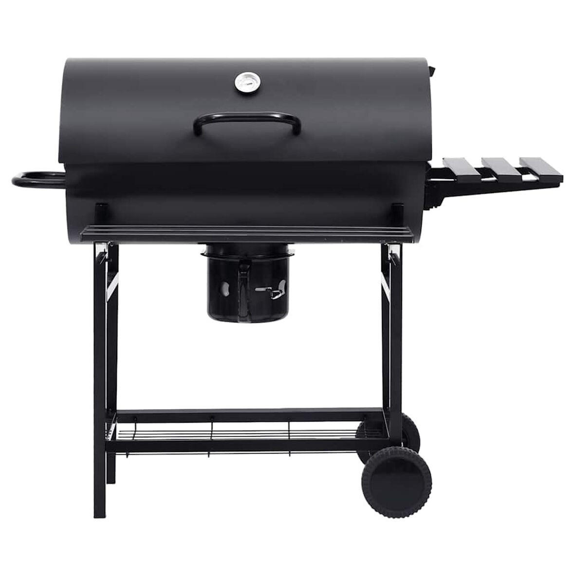 GRILLWAGEN MIT RÄDERN UND ABLAGEN SCHWARZ STAHL 115X85X95 CM - Schwarz, Metall (30/1/68cm) - vidaXL