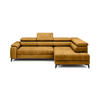 ECKSOFA CHIVAS Freistehend , Schlaffunktion, 278×197×76/98 cm, Stoff - Element, Gold, Rechts Seite - Goldfarben/Schwarz, Holz/Textil (197/278cm) - DomoHome