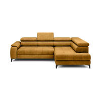 ECKSOFA CHIVAS Freistehend , Schlaffunktion, 278×197×76/98 cm, Stoff - Element, Gold, Rechts Seite - Goldfarben/Schwarz, Holz/Textil (197/278cm) - DomoHome