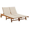 2-PERSONEN-SONNENLIEGE mit Auflagen Akazie Massivholz - Beige, Holz (200/76/200cm) - furnicato