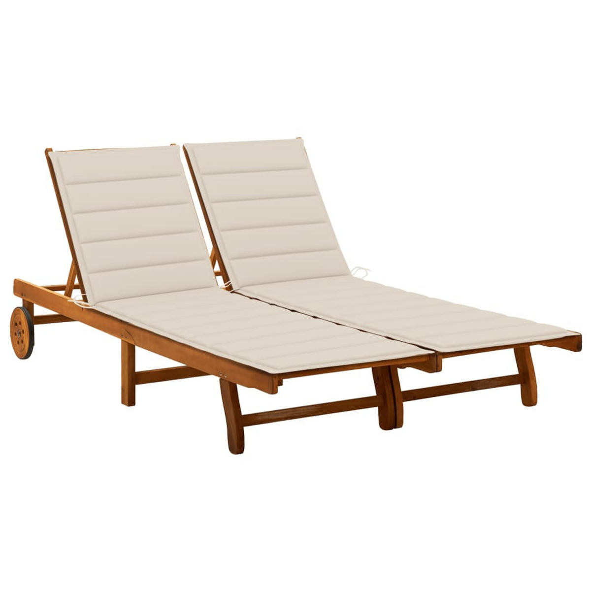2-PERSONEN-SONNENLIEGE mit Auflagen Akazie Massivholz - Beige, Holz (200/76/200cm) - furnicato