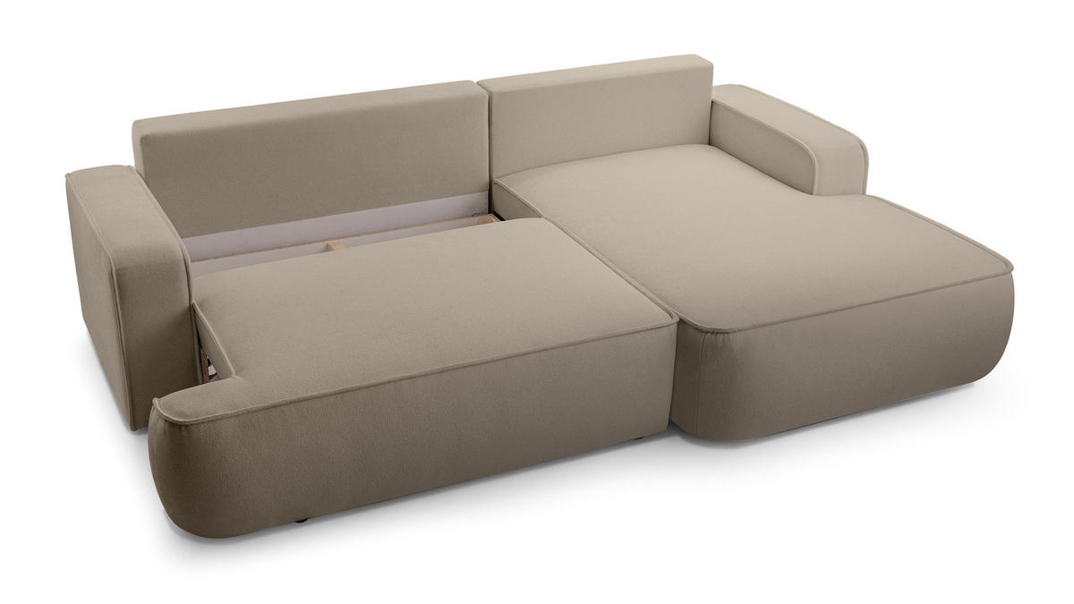 ECKSOFA L Form Ablia Beige 267/168/87 cm mit Schlaffunktion R - Beige/Schwarz, Kunststoff/Textil (267/168cm) - AX Living