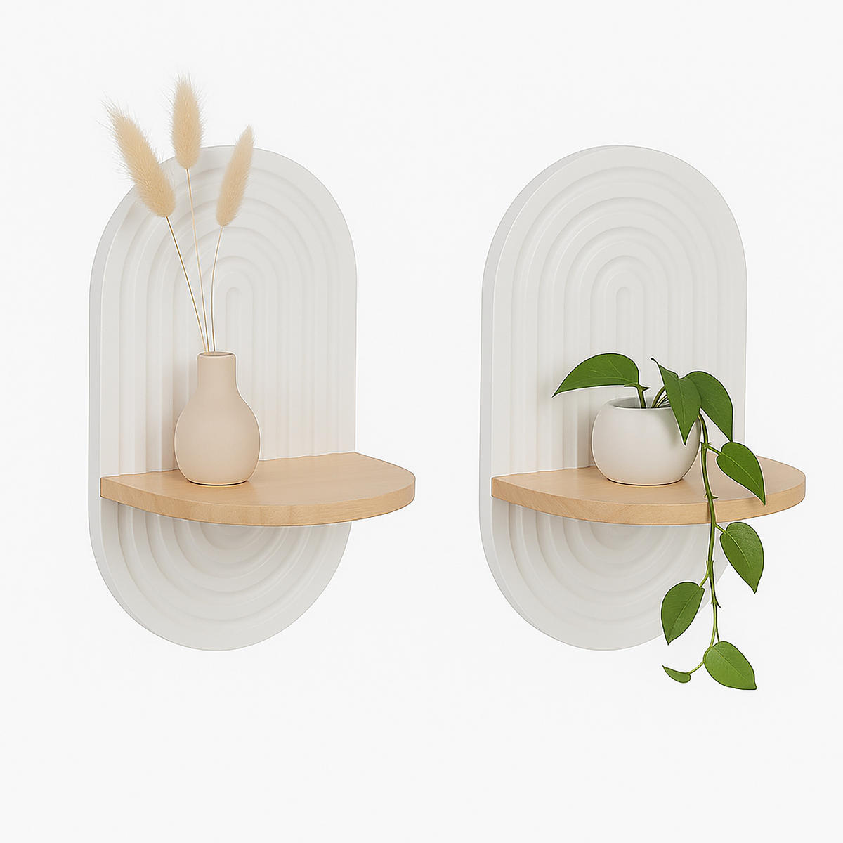 2XWANDREGAL - Weiß, Holz/Holzwerkstoff (20/33/15cm) - Relaxdays