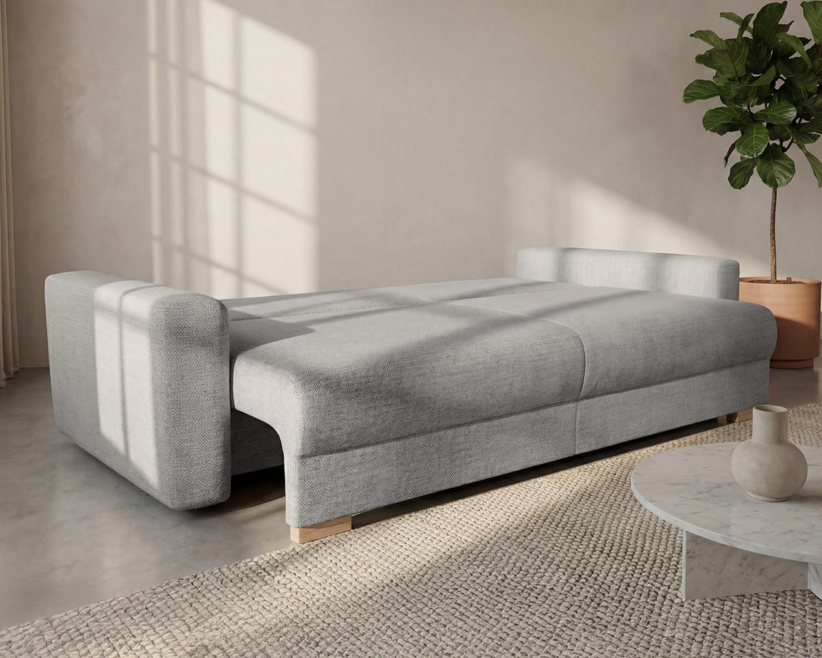 3-SITZER-SCHLAFSOFA ELMA mit Bettfunktion, grau - Grau, Holz (92.5/79/230cm) - Homesy