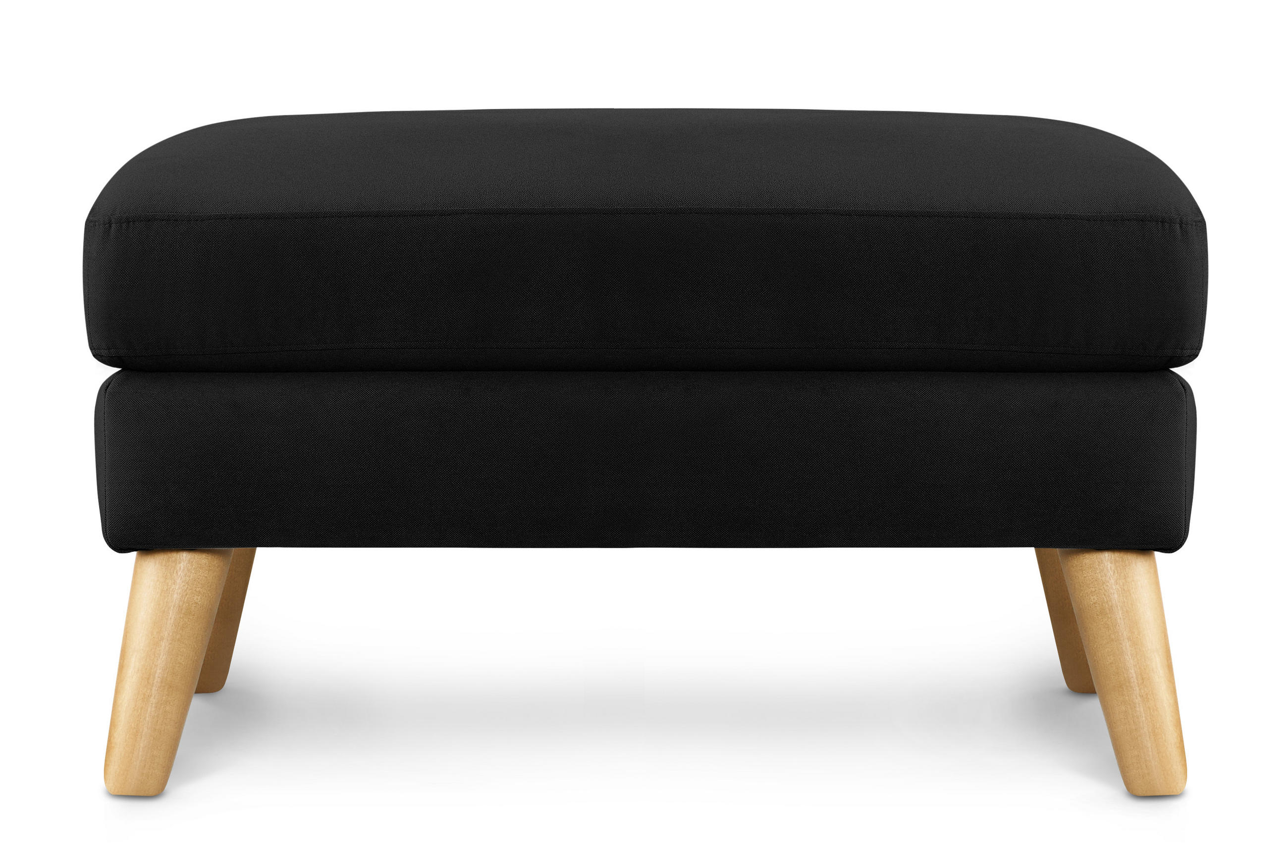 SITZHOCKER TAGIO Pouffe, schwarz - Schwarz/Braun, Buchenholz/Textil (65/46/80cm) - KONSIMO®