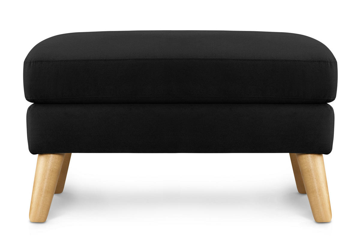 SITZHOCKER TAGIO Pouffe, schwarz - Schwarz/Braun, Buchenholz/Textil (65/46/80cm) - KONSIMO®