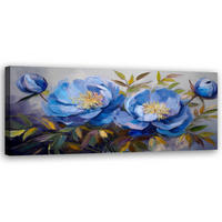 WANDBILD pfingstrosen pfingstrosen blaue blumen - Blau, Textil (90/30cm) - Feeby