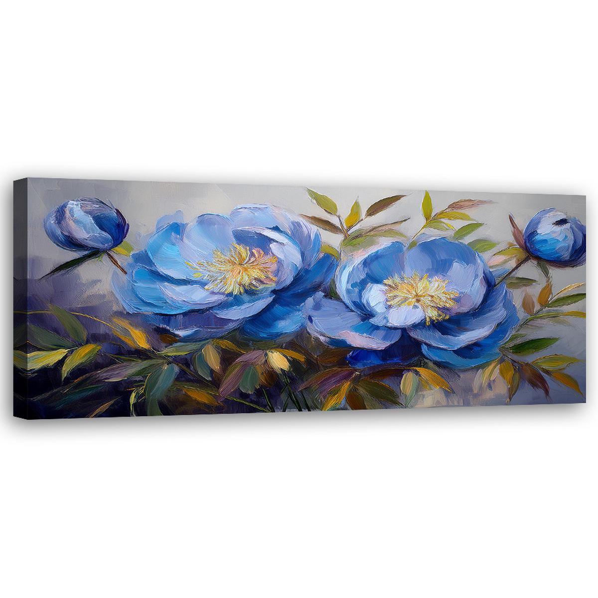 WANDBILD pfingstrosen pfingstrosen blaue blumen - Blau, Textil (90/30cm) - Feeby