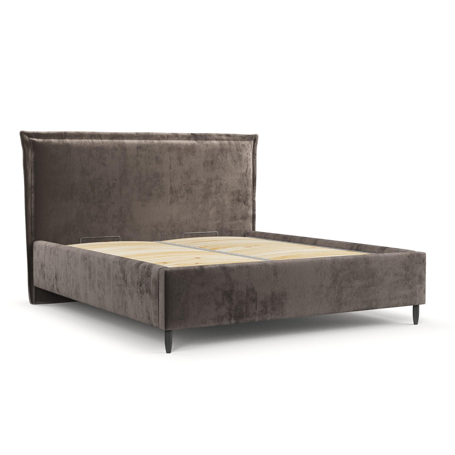 POLSTERBETT Cape Cod Braun 160/200 cm im Chenille-Stoff - Schwarz/Naturfarben, Holz/Holzwerkstoff (160/200cm) - Maison de Reve
