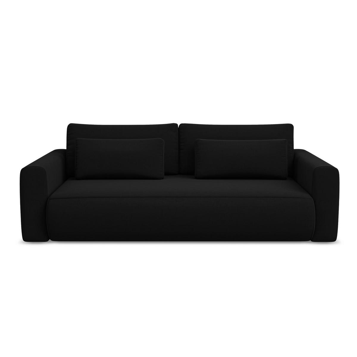 3-SITZER SOFA mit Schlaffunktion Samt Stoff Schwarz - Schwarz, Kunststoff/Textil (238/82/105cm) - LaMiaSofa