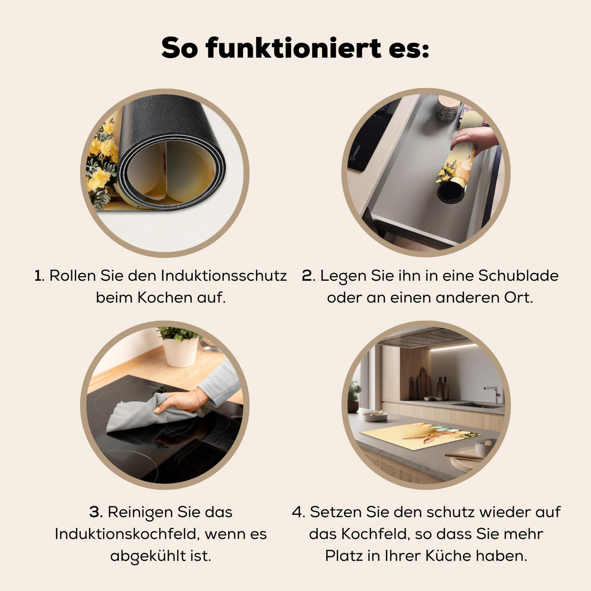 HERDABDECKPLATTE Eier - Kaninchen - Pastellfarbtöne Herdabdeckung Induktionsfeld 65x52 cm - Hellgelb, Kunststoff (65/52/0.2cm) - MuchoWow