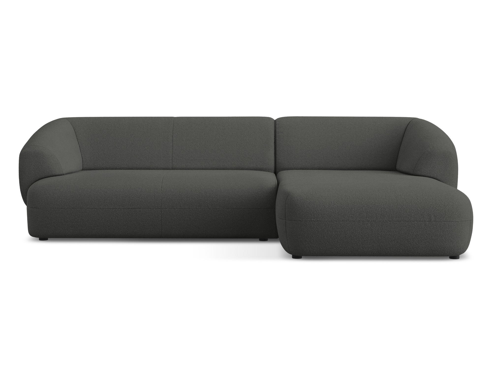 ECKSOFA Rechts Bouclé Stoff Grau - Schwarz/Graphitfarben, Kunststoff/Textil (280/156cm) - Makamii