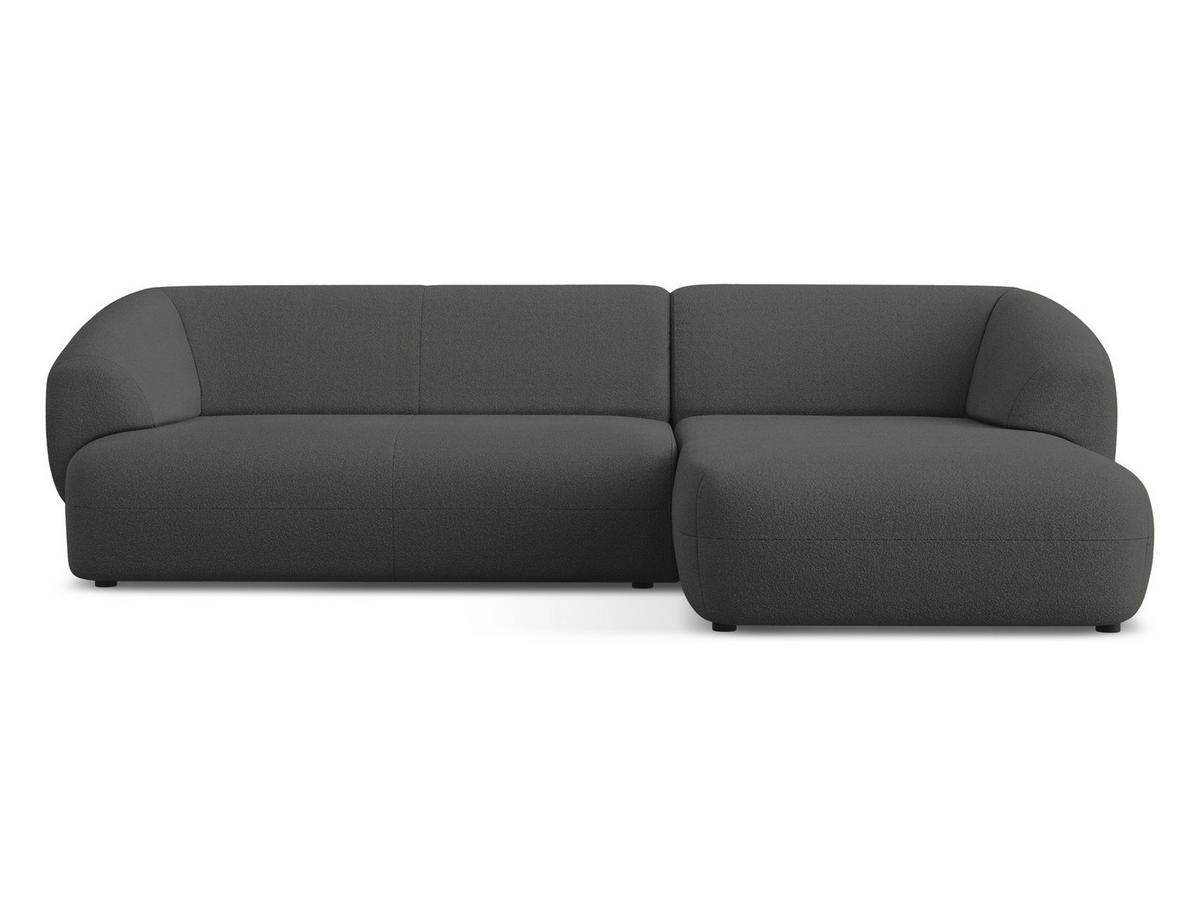 ECKSOFA Rechts Bouclé Stoff Grau - Schwarz/Graphitfarben, Kunststoff/Textil (280/156cm) - Makamii