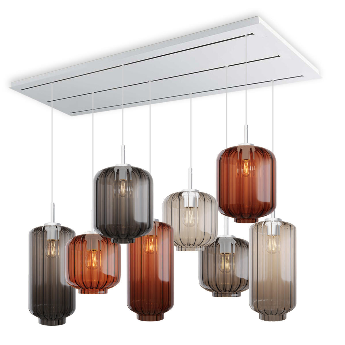 HÄNGELEUCHTE Velo 8-flammig Mehrfarbig Ø 18/20/25cm - Multicolor/Weiß, Glas (25/25/27cm) - s.luce