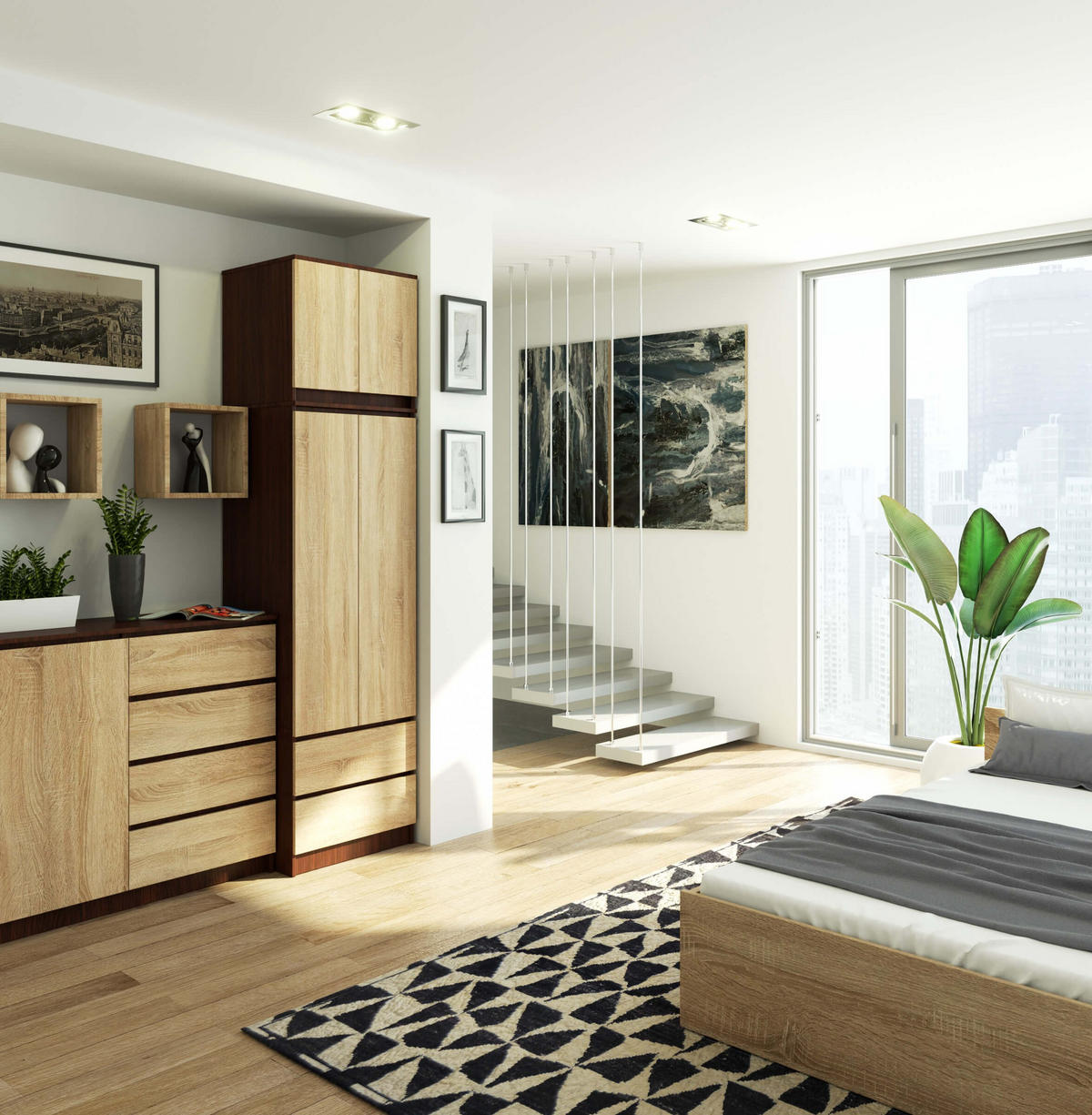 KLEIDERSCHRANK Dunkelbraun, Eiche Sonoma 234/60/51 - Dunkelbraun/Sonoma Eiche, Holzwerkstoff (60/234/51cm) - RAUMHIRSCH FURNITURE