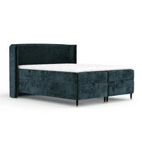 BOXBETT Monpelli Türkisfarben 160/200 cm mit Matratze und Topper - Türkis/Schwarz, Holz/Holzwerkstoff (160/200cm) - Maison de Reve