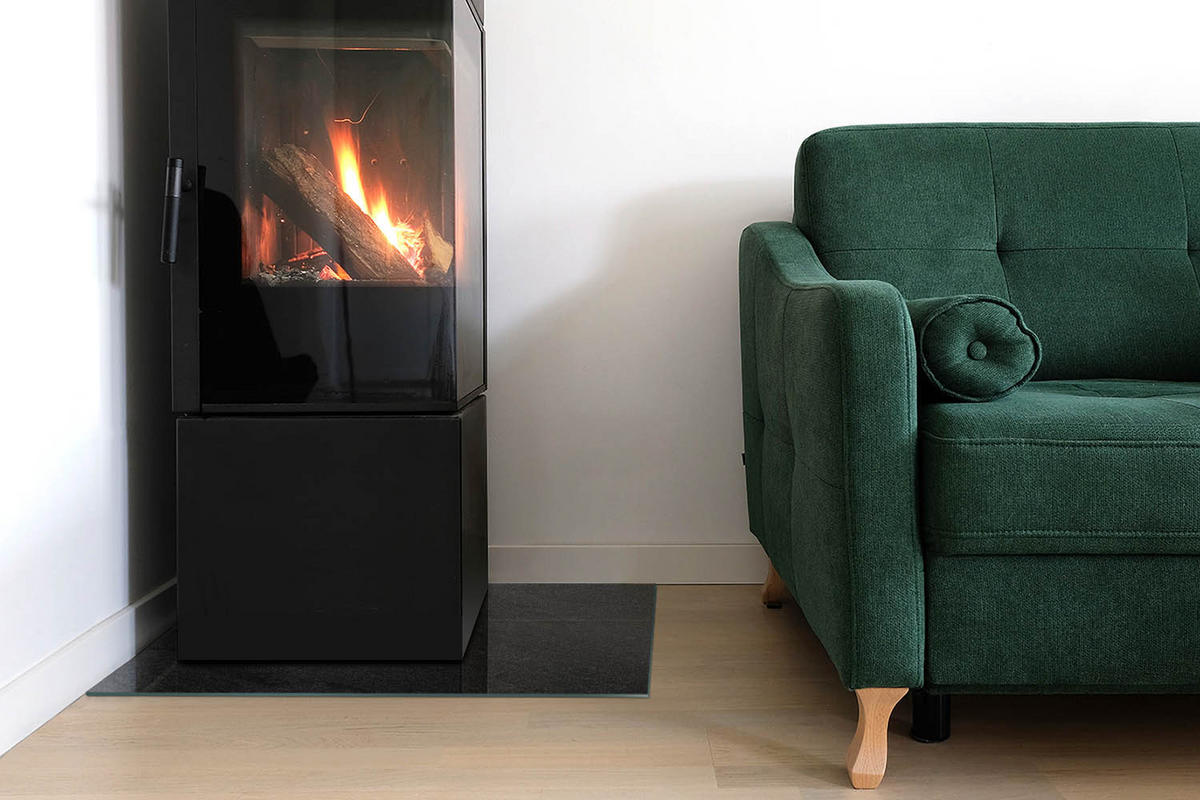 GLASPLATTE für Kamin 60x40 cm - Schwarz, Glas (60/40/0.4cm) - TULUP