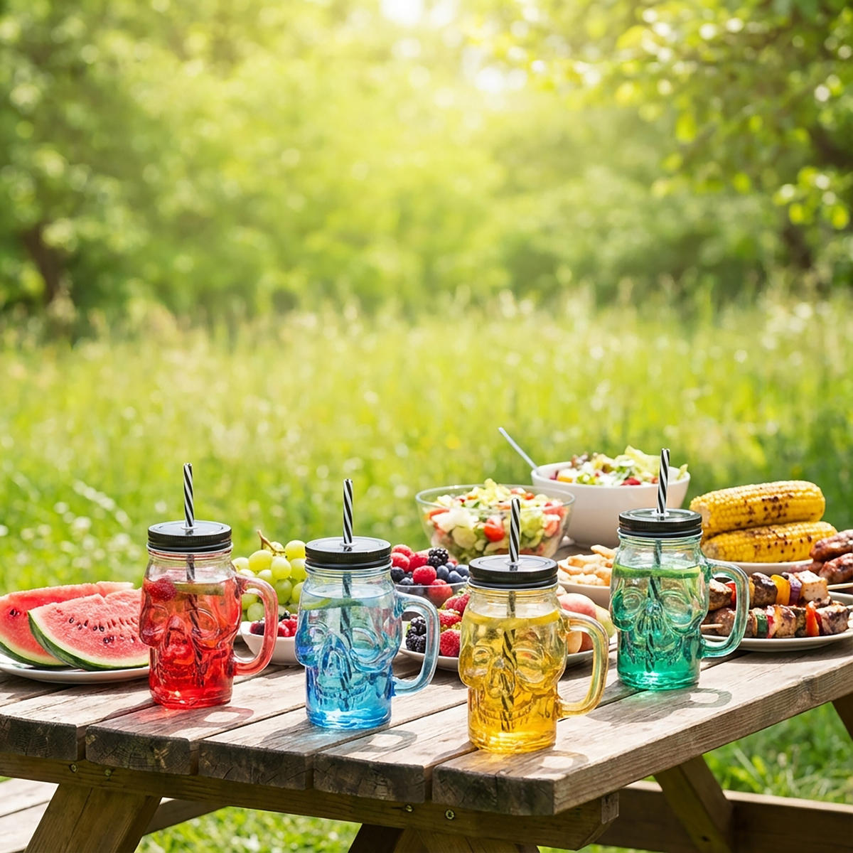 4XTRINKGLÄSER - Multicolor, Glas/Kunststoff - Relaxdays