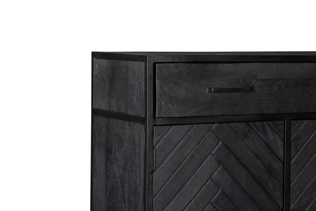 KOMMODE Cosmopolitan Mangoholz 100 cm / 40 cm Schwarz - Schwarz, Holz (100/115/40cm) - Villa Möbel