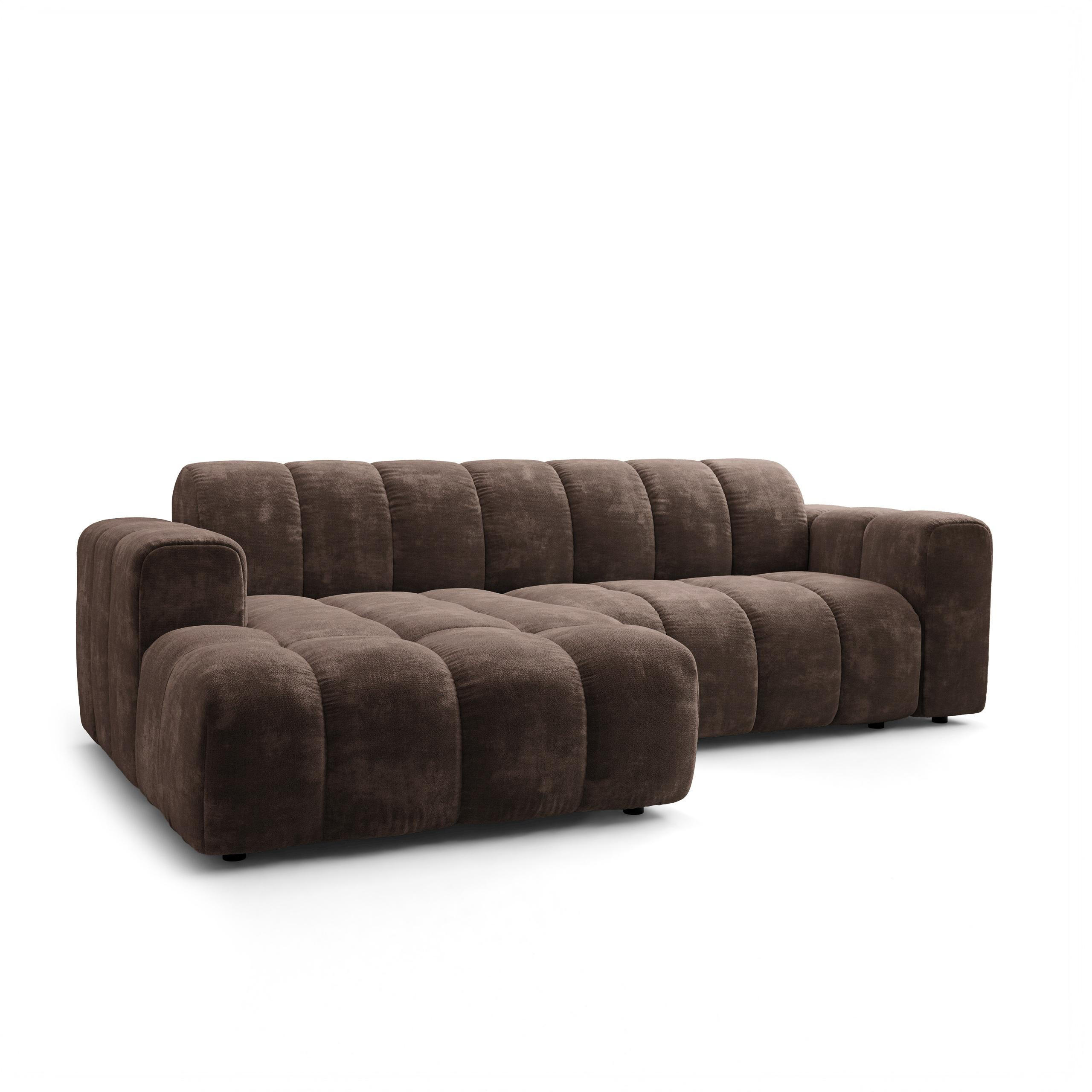 ECKSOFA TISI Braun Chenille - Braun, Holz (274/165cm) - MASSENO