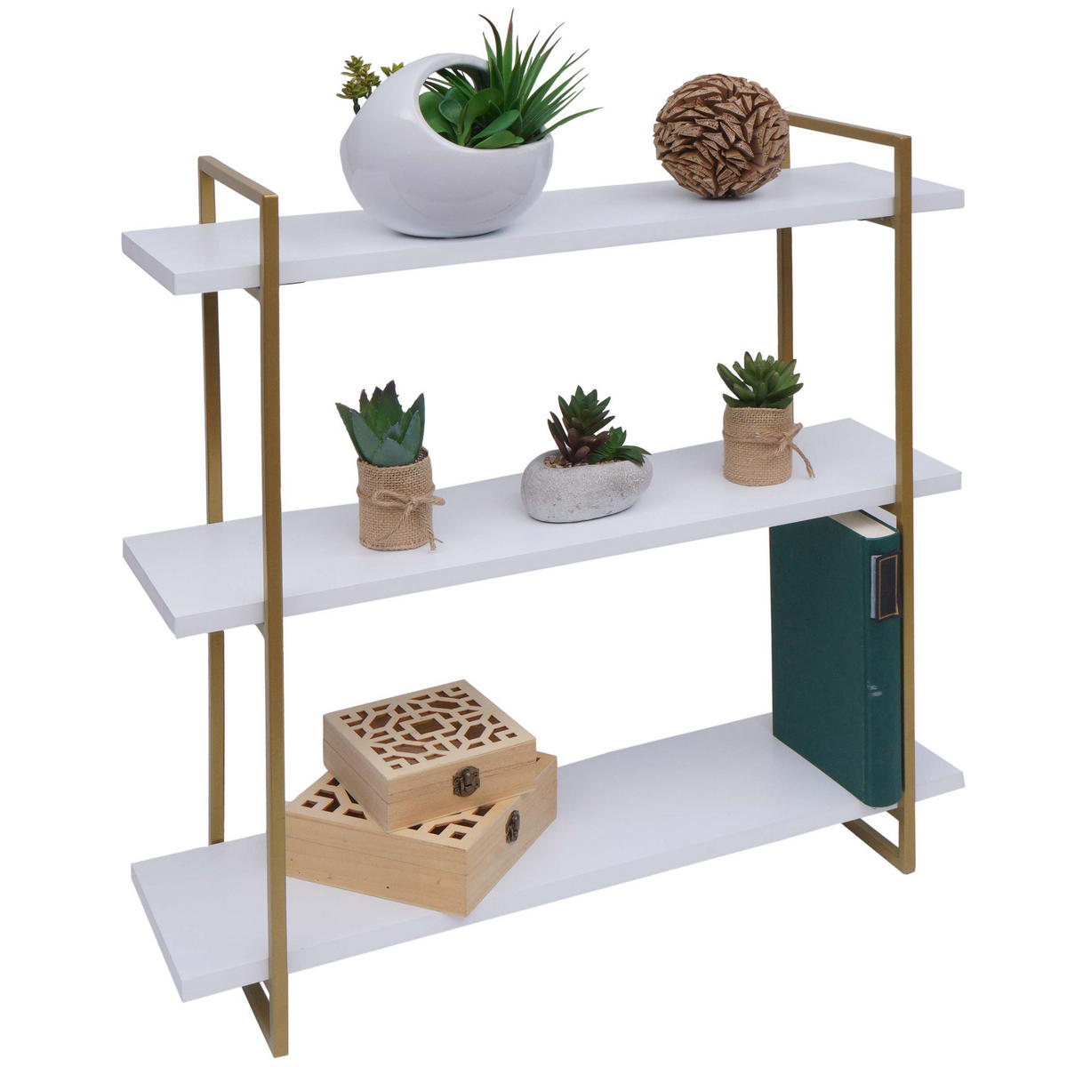 WANDREGAL Weiß, Gold - Goldfarben/Weiß, Holz (60/60/18cm) - MCW