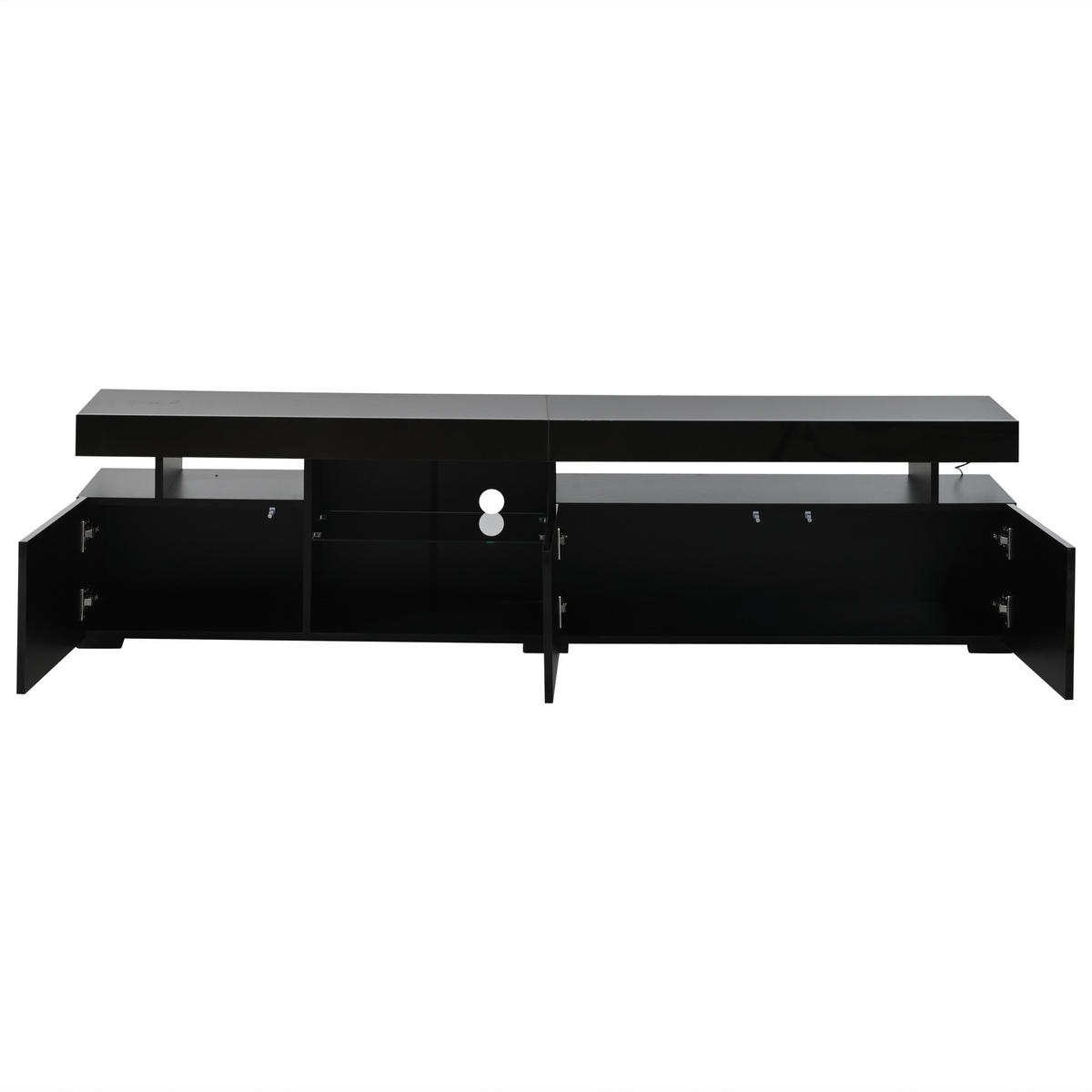 TV-ELEMENT 180/35/45 cm Schwarz mit 3 Türen und verstellbaren Einlegeböden aus gehärtetem Glas - Schwarz, Holz (180/45/35cm) - Oxeza