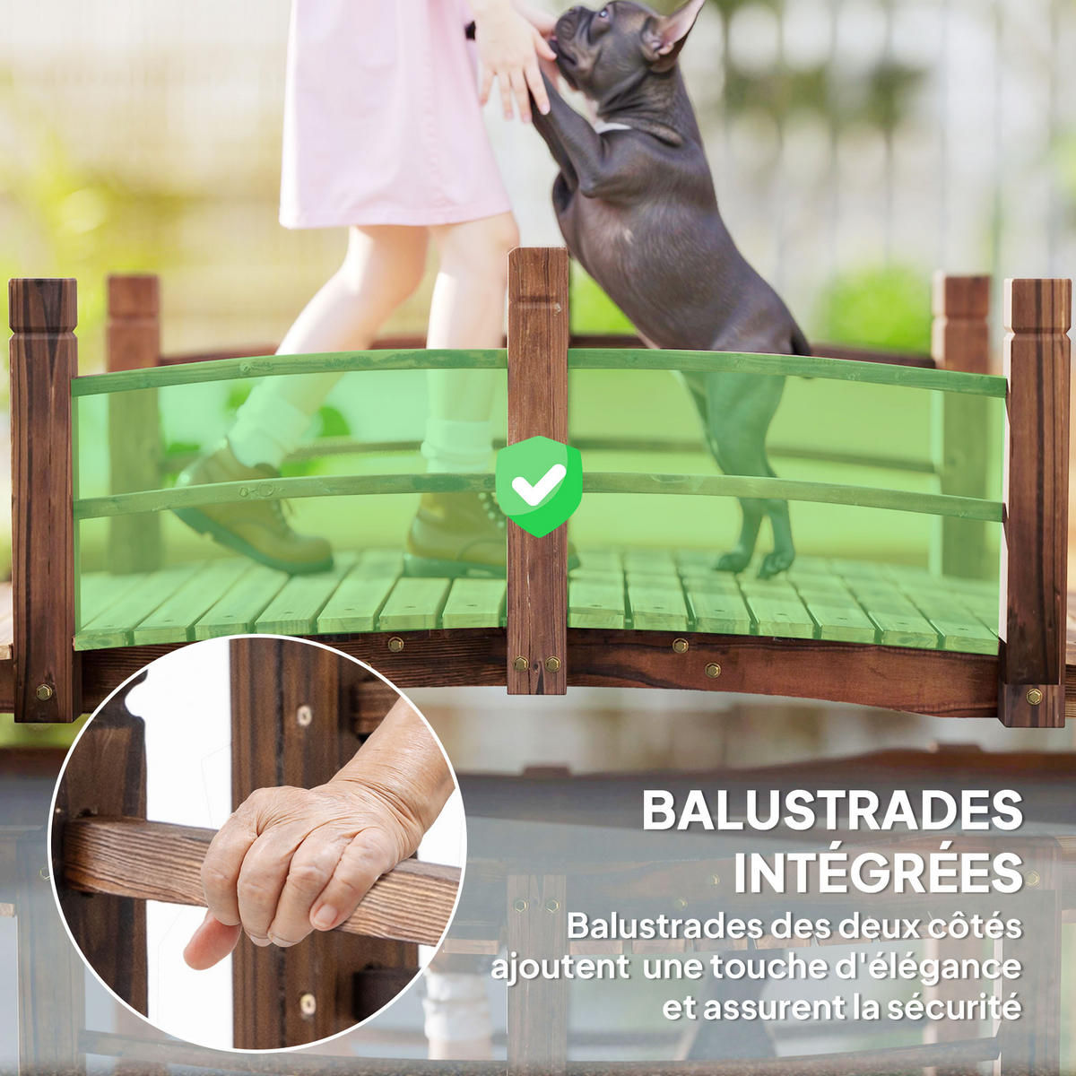 GARTENBRÜCKE DE-18858 152,5 cm, karbonisiertes Tannenholz - Braun, Holzwerkstoff (152.5/67/48cm) - ComfortXL