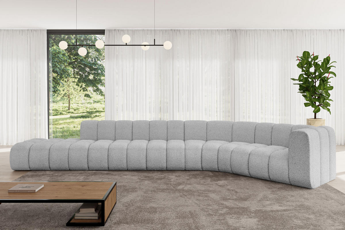 ECKSOFA modulares Sofa Tilmo-L2 - 490x194x70 cm Hellgrau - Hellgrau, Holzwerkstoff/Textil (490/194cm) - ALTDECOR