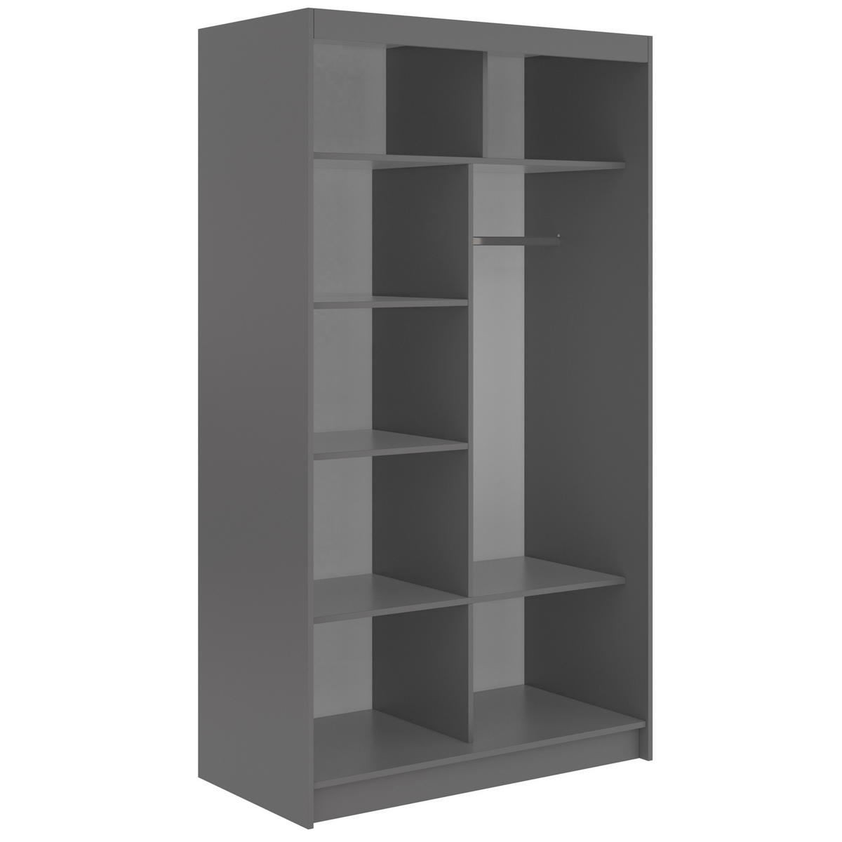 SCHWEBETÜRENSCHRANK 120 - MACEDONIA - Grau - Alufarben/Grau, Holzwerkstoff/Metall (120/216/61cm) - MKS
