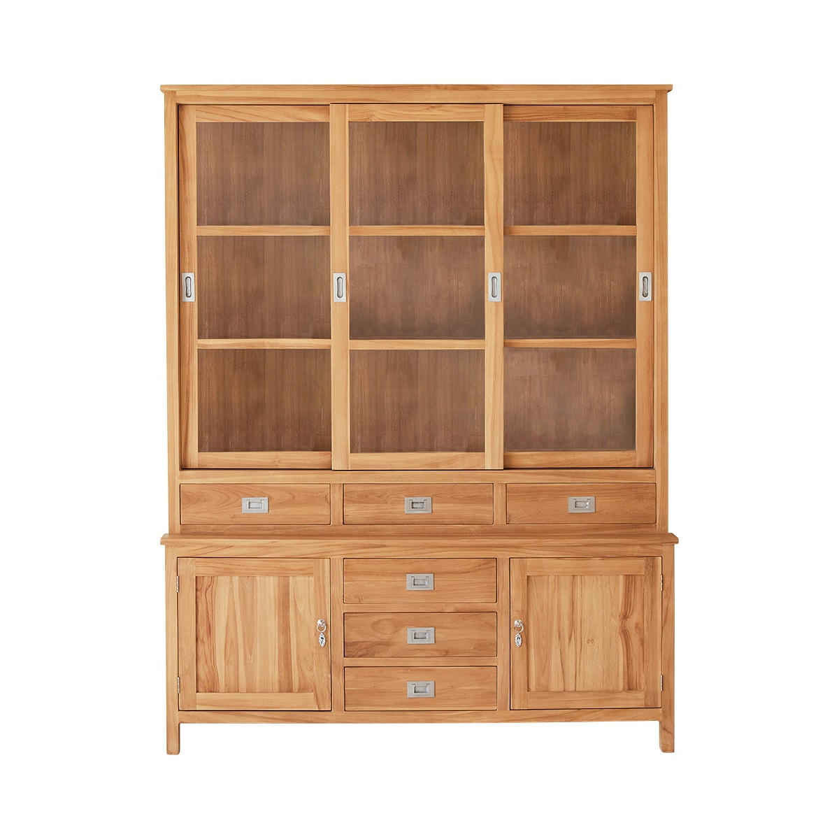 GESCHIRRSCHRANK Coffee Tek Natur aus Teak - Naturfarben, Holz (162/210/46cm) - Tikamoon