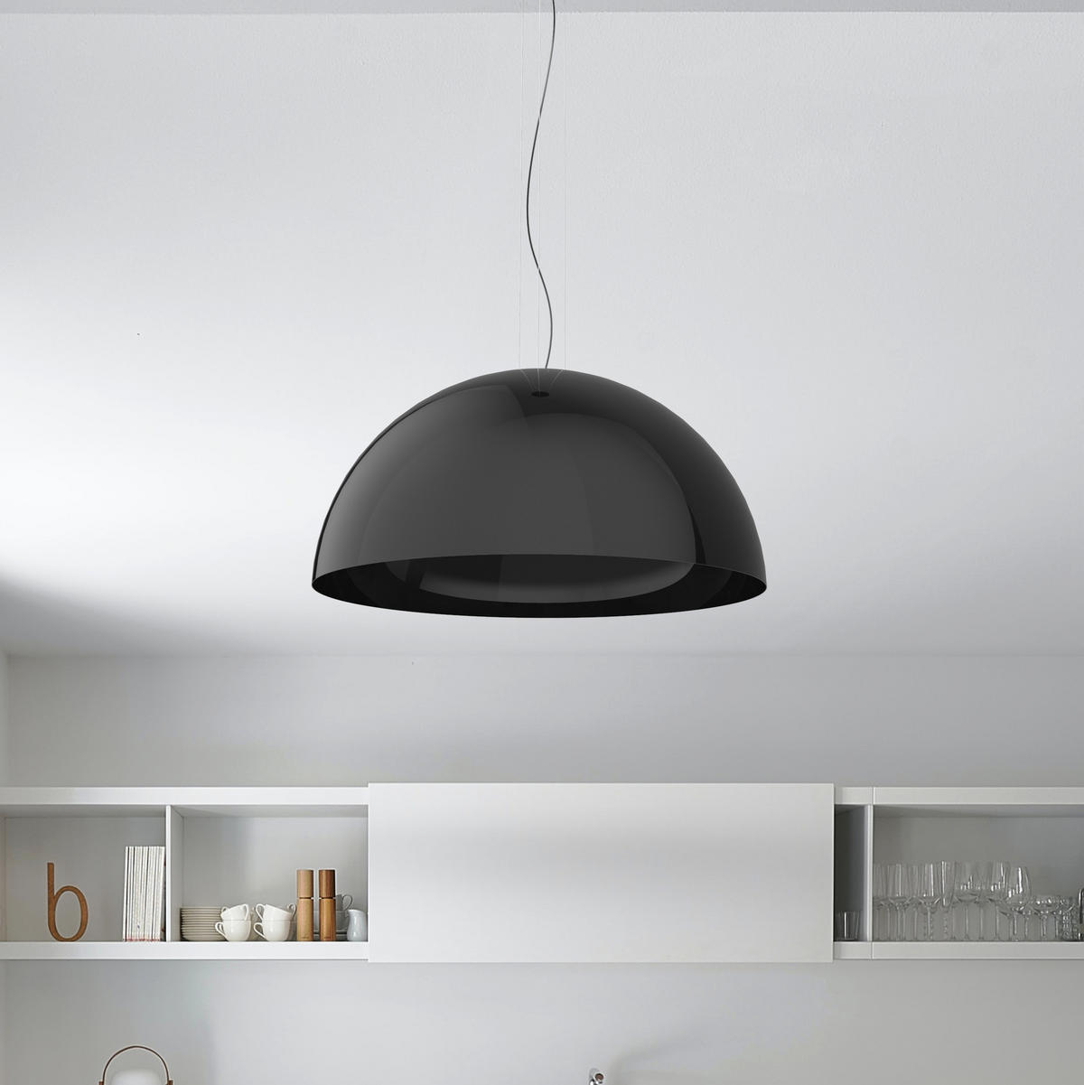 HÄNGELEUCHTE Cassis - Schwarz Hochglanz, Metall (80/80/40cm) - Lumicom