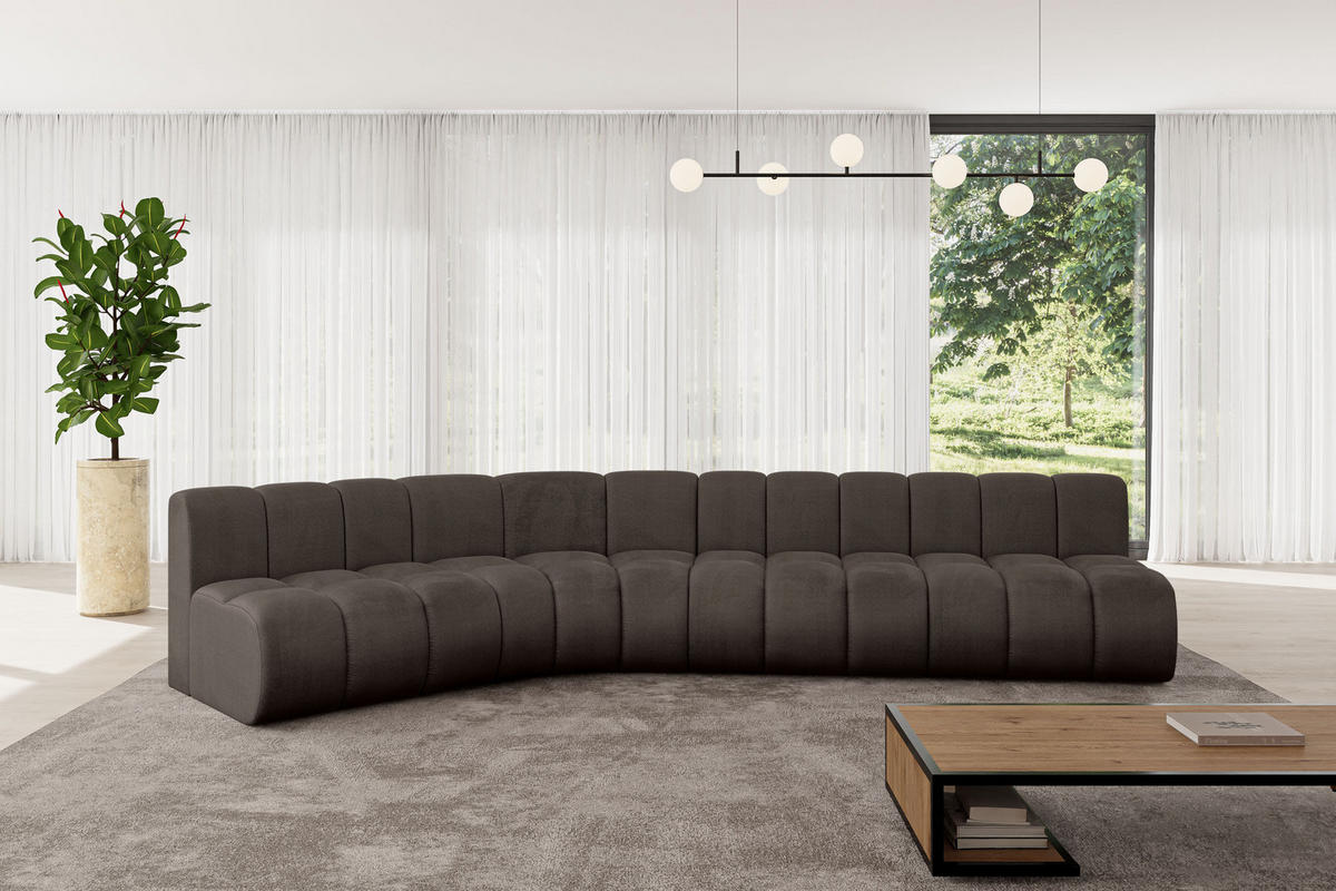 ECKSOFA modulares Sofa Montra-L2 - 381x174x70 cm Braun - Braun, Holzwerkstoff/Textil (381/174cm) - ALTDECOR