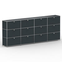 HOCHSCHRANK, 12 Klappen, Schloss, Breite 302 cm, Anthrazitgrau - Chromfarben/Silberfarben, Metall (40/118/302.2cm) - Versee